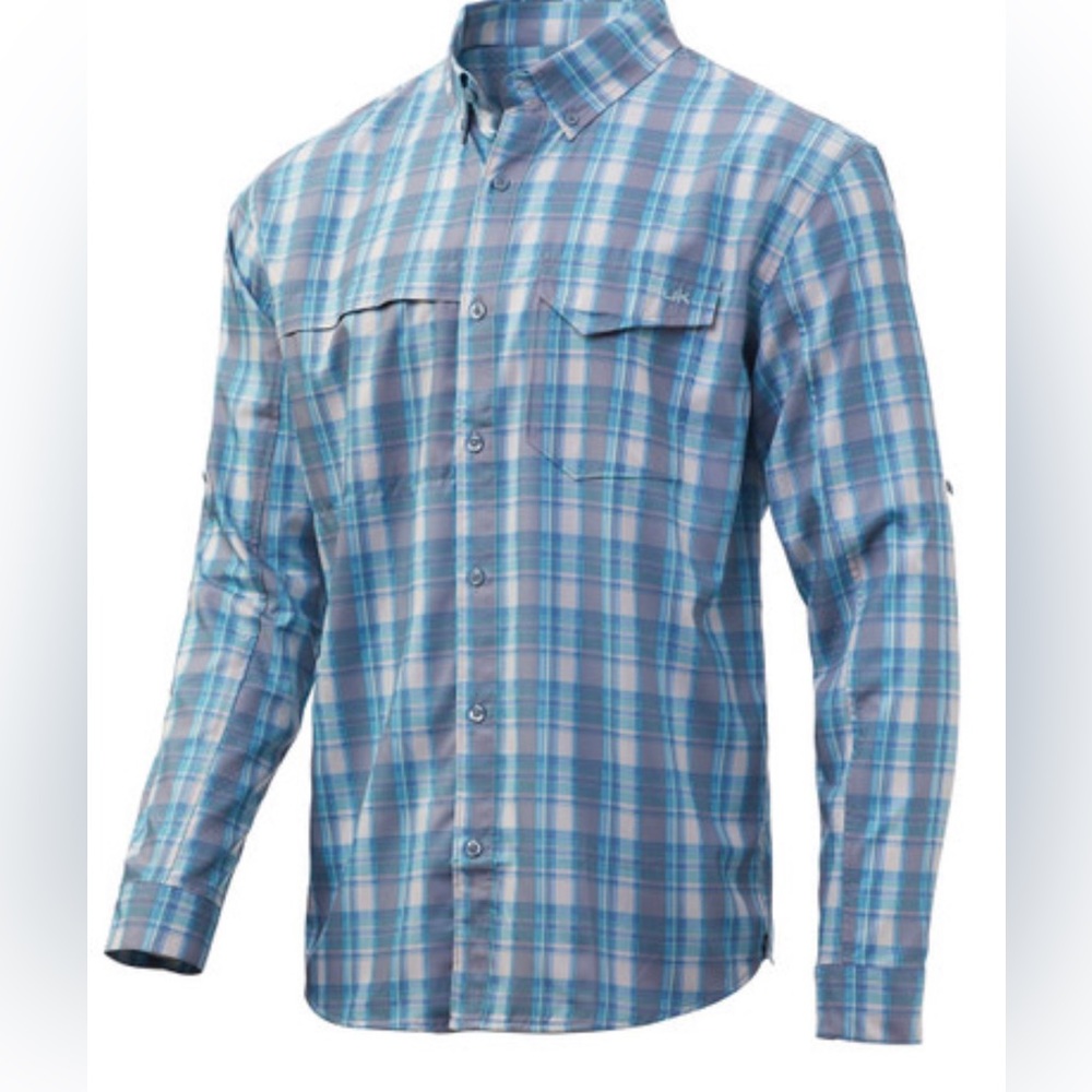 Huk Men’s Tide Point Long Sleeve Performance Button Down Shirt Size XL